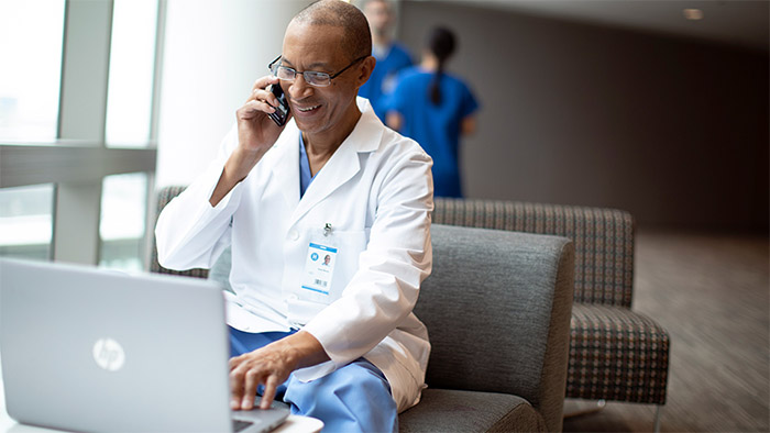 Doctor on phone call